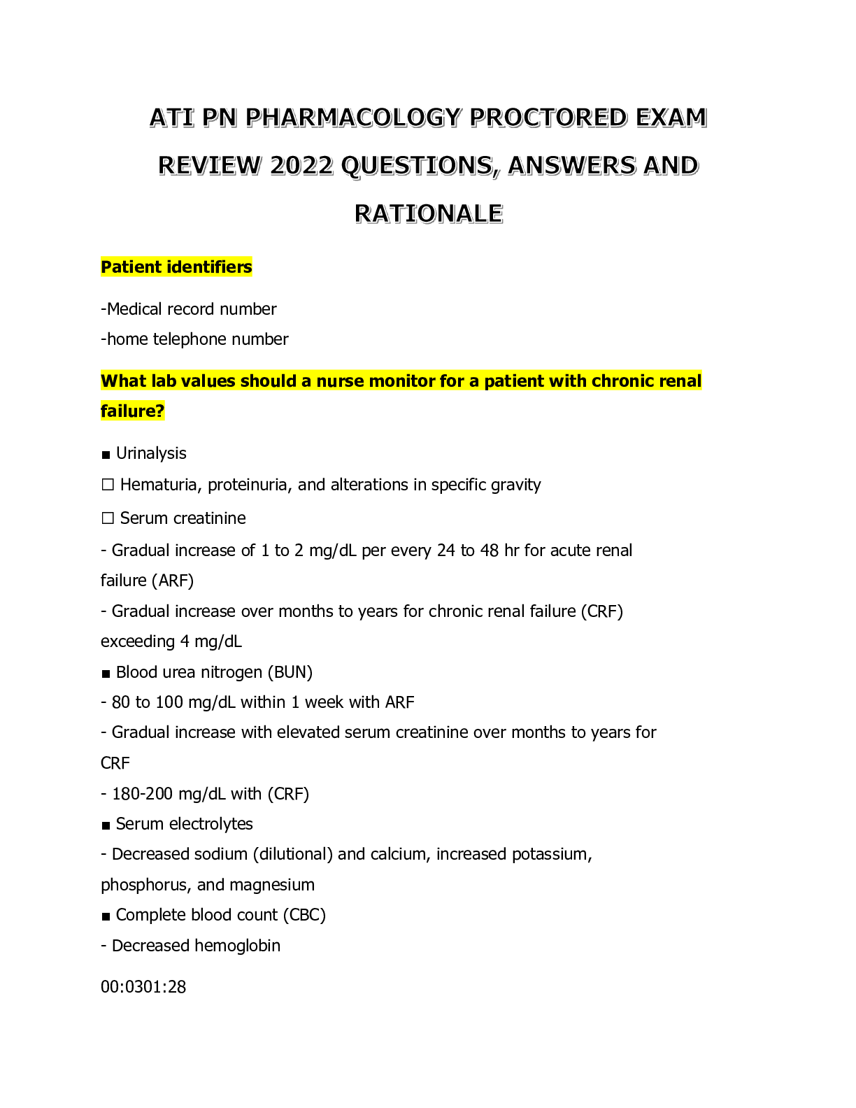 Preview image for ATI PN PHARMACOLOGY PROCTORED EXAM REVIEW 2022 QUESTIONS AND ANSWERS